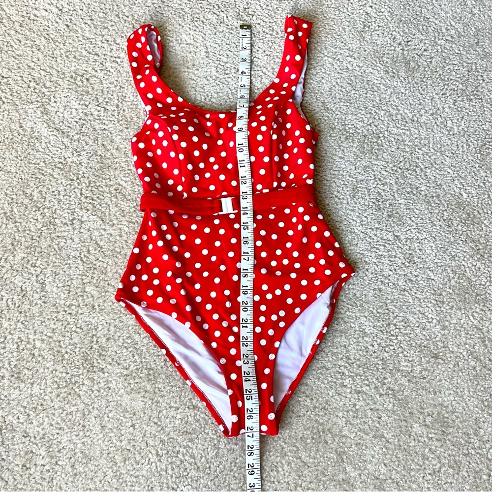 NWT CUPSHE Red Belted Polka Dot One Piece Bathing Suit—SZ. Small - Picture 7 of 11